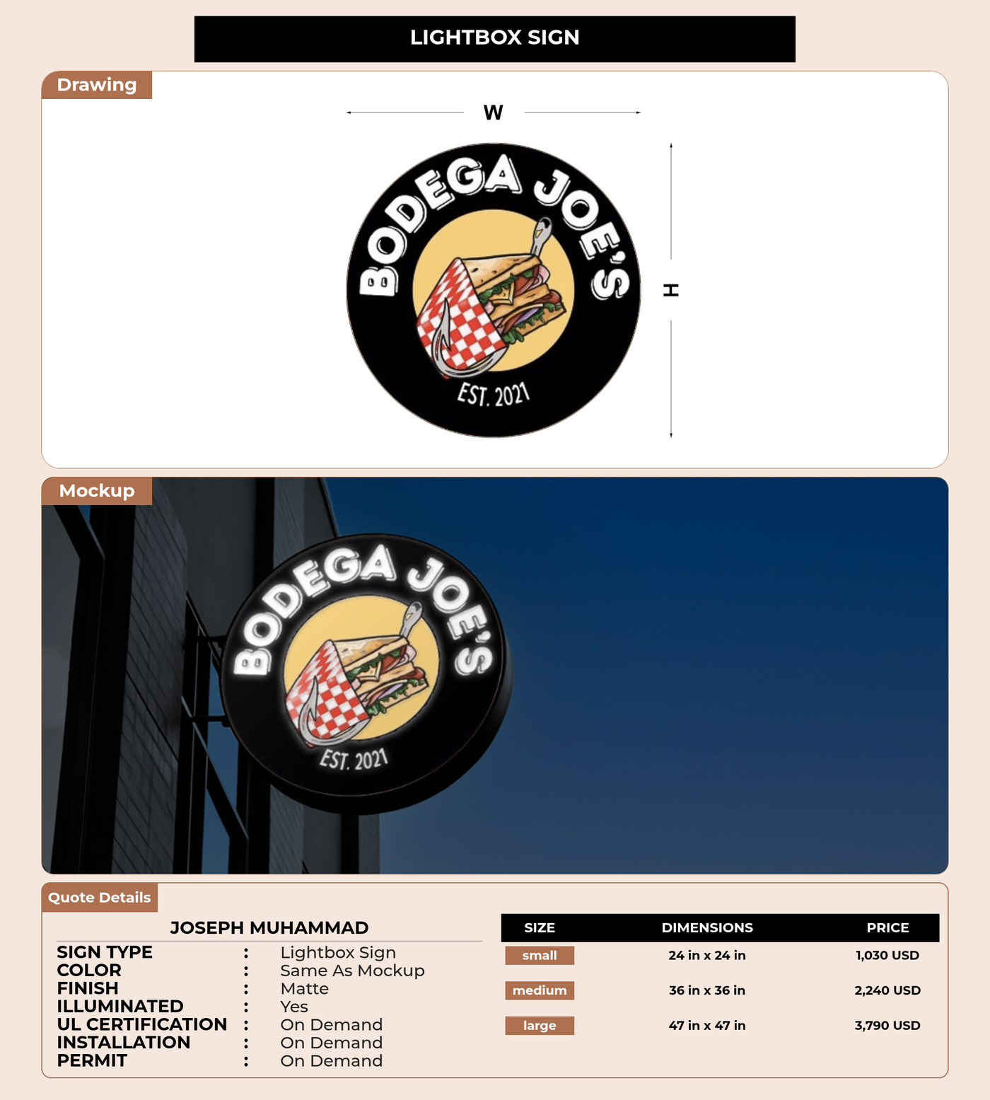 CUSTOM MOCKUP SIGN FOR Joseph Muhammad