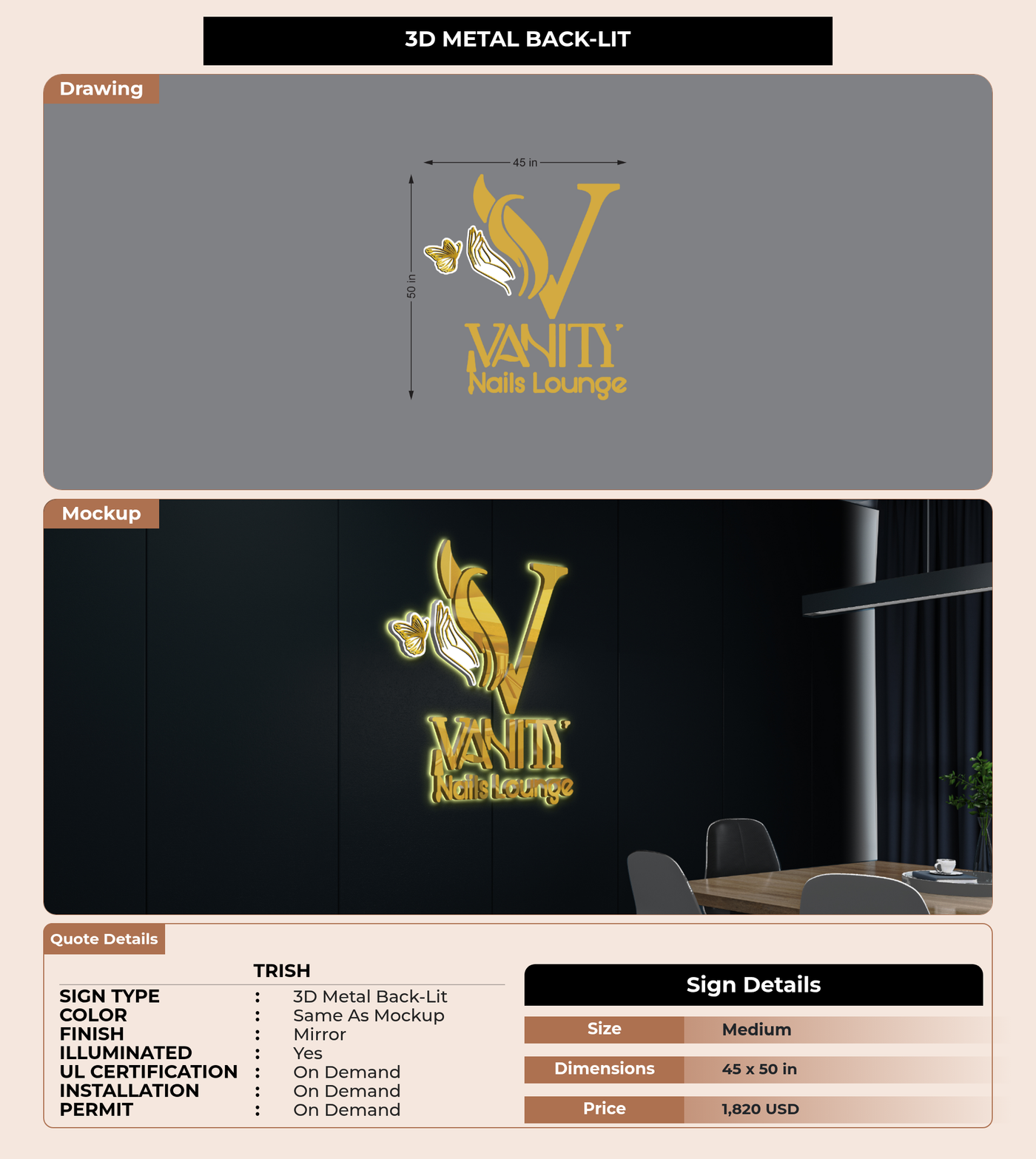CUSTOM MOCKUP SIGN FOR trish