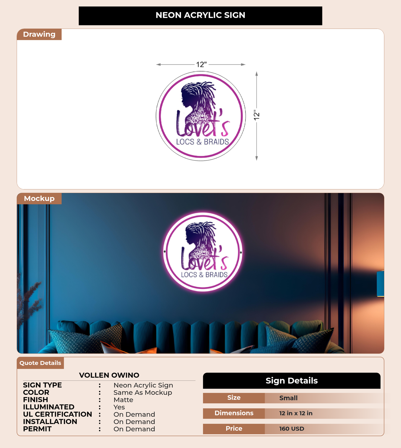 CUSTOM MOCKUP SIGN FOR Vollen Owino