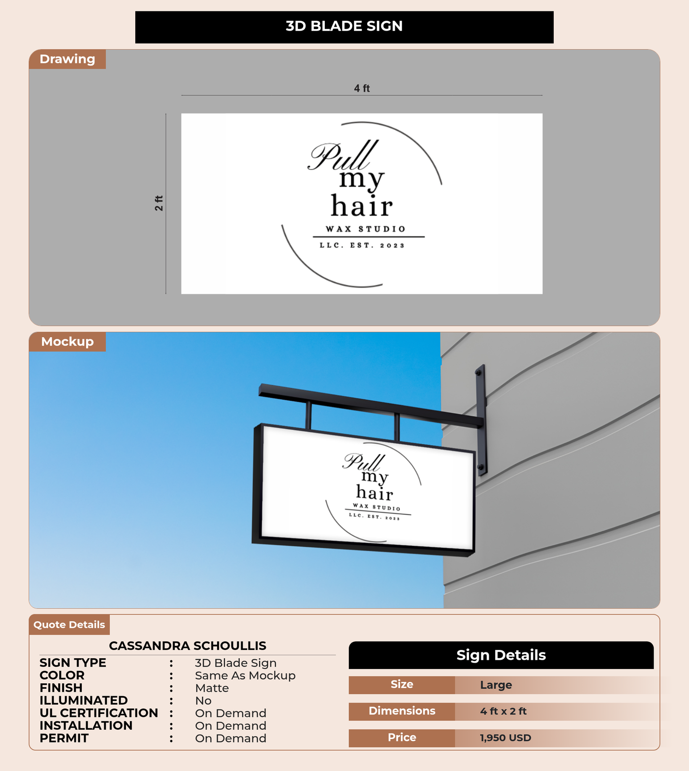 CUSTOM MOCKUP SIGN FOR Cassandra Schoullis
