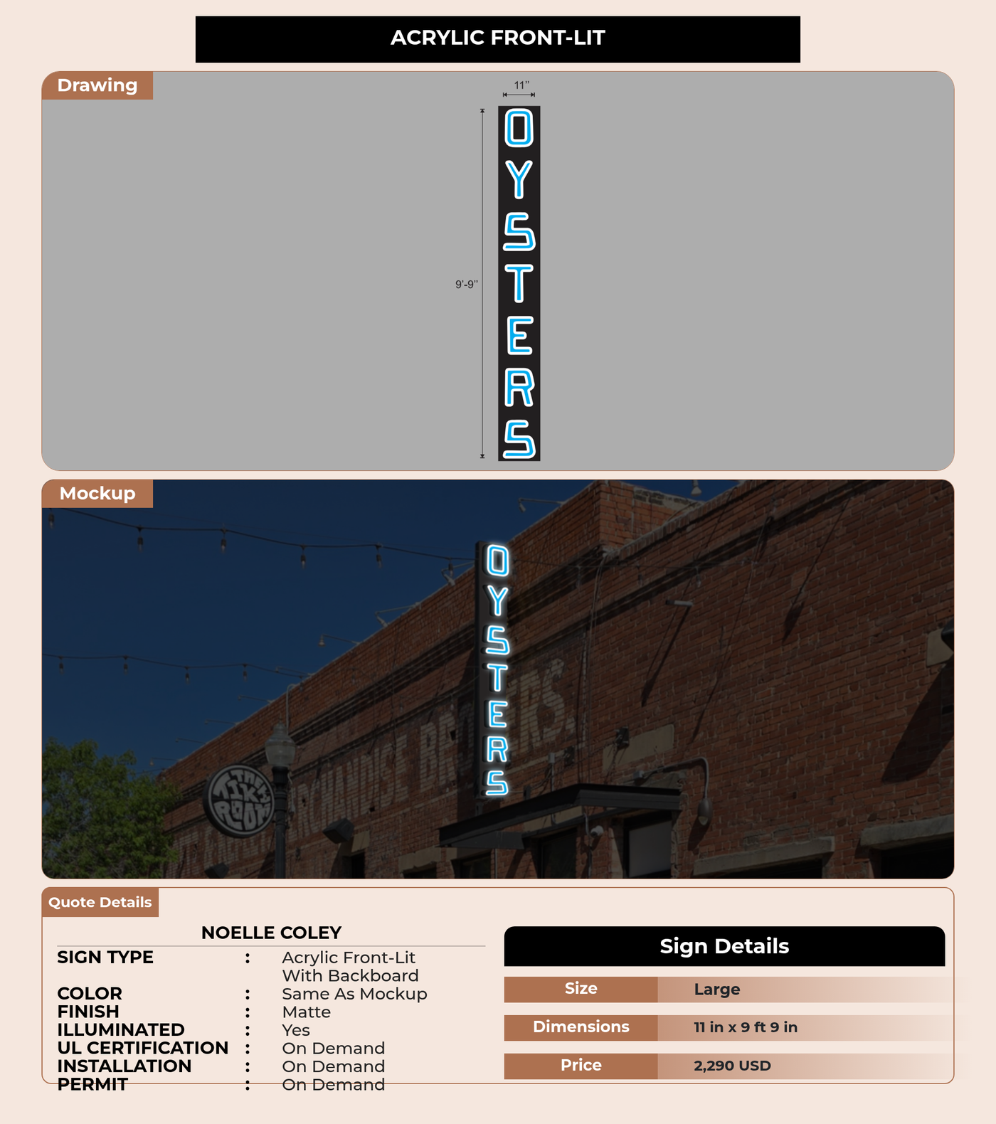 CUSTOM MOCKUP SIGN FOR Noelle Coley