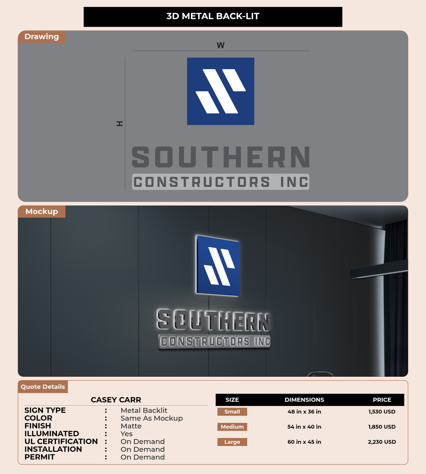 CUSTOM MOCKUP SIGN FOR Casey Carr