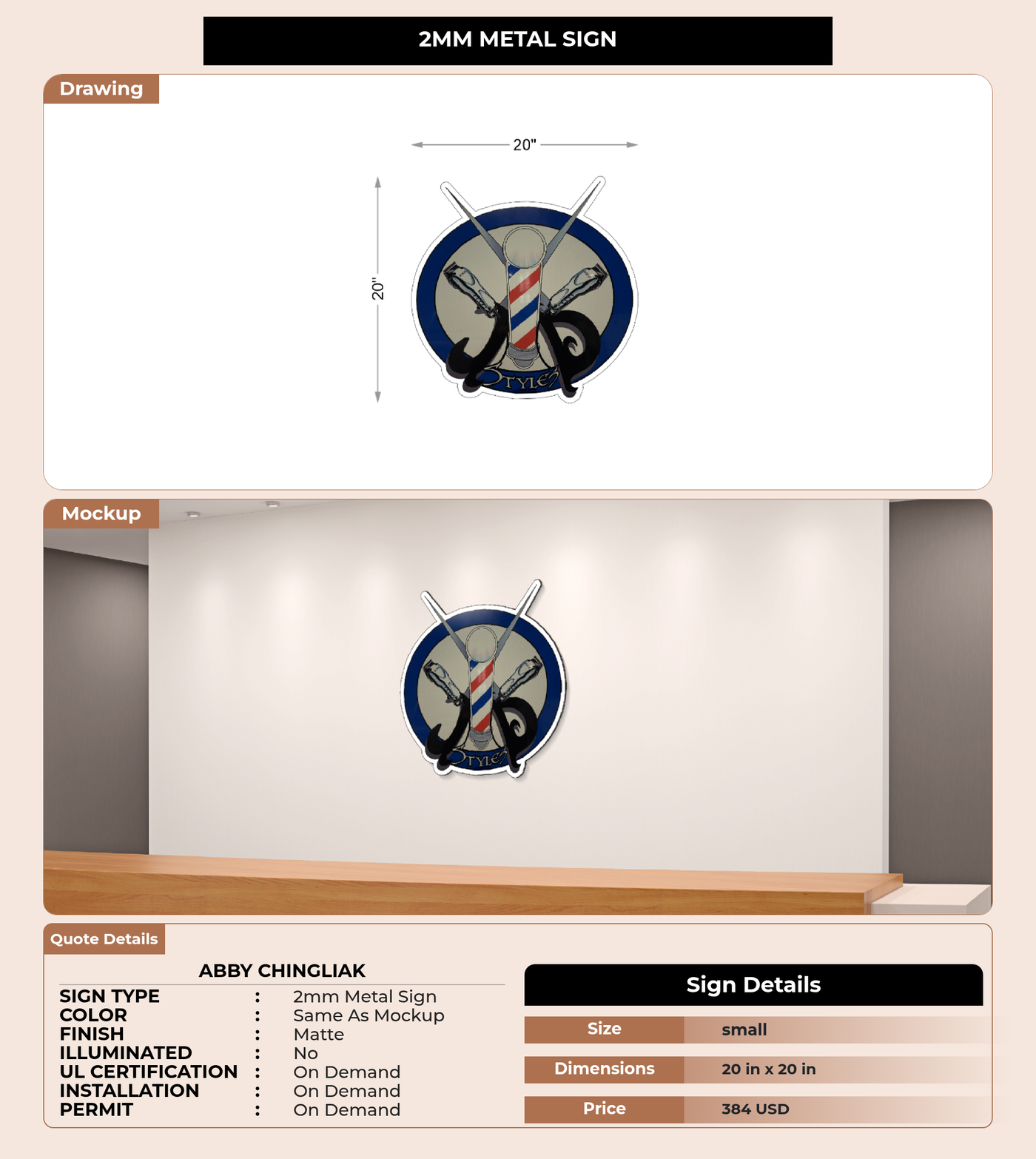 CUSTOM MOCKUP SIGN FOR Abby Chingliak