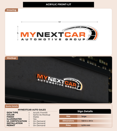 CUSTOM MOCKUP SIGN FOR myNextCar Auto Sales
