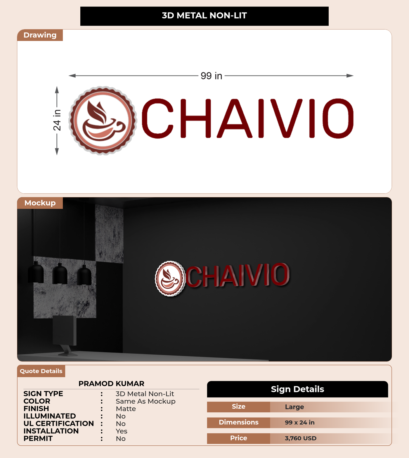 CUSTOM MOCKUP SIGN FOR Pramod Kumar