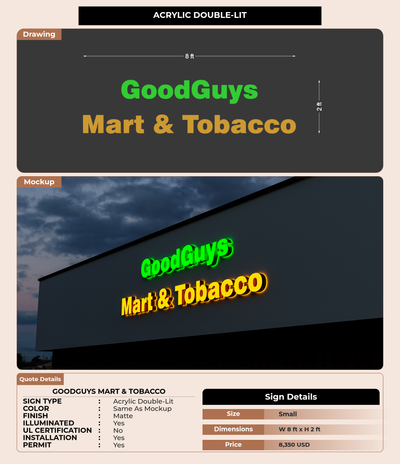 CUSTOM MOCKUP SIGN FOR Goodguys Mart & tobacco