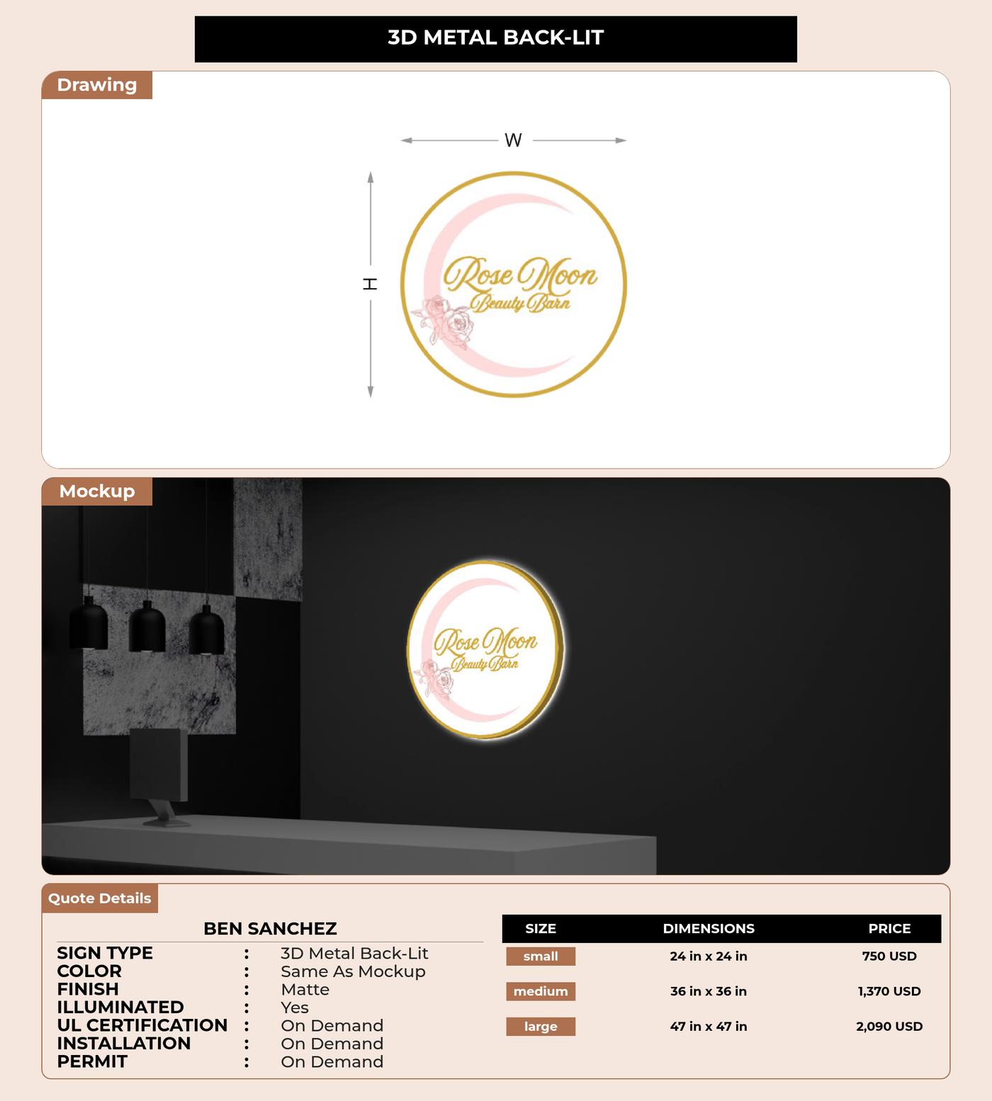 CUSTOM MOCKUP SIGN FOR Ben sanchez