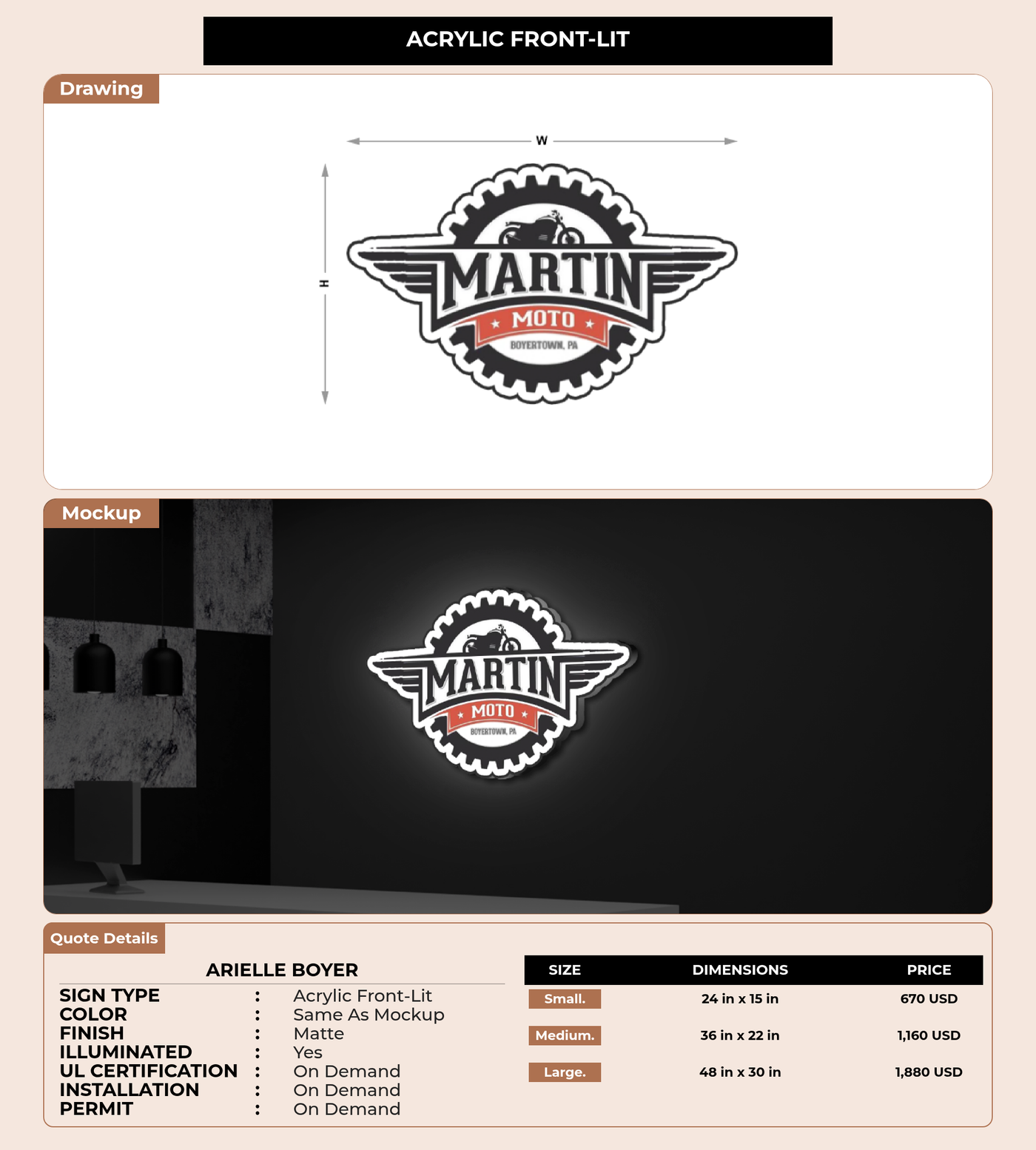 CUSTOM MOCKUP SIGN FOR Arielle Boyer