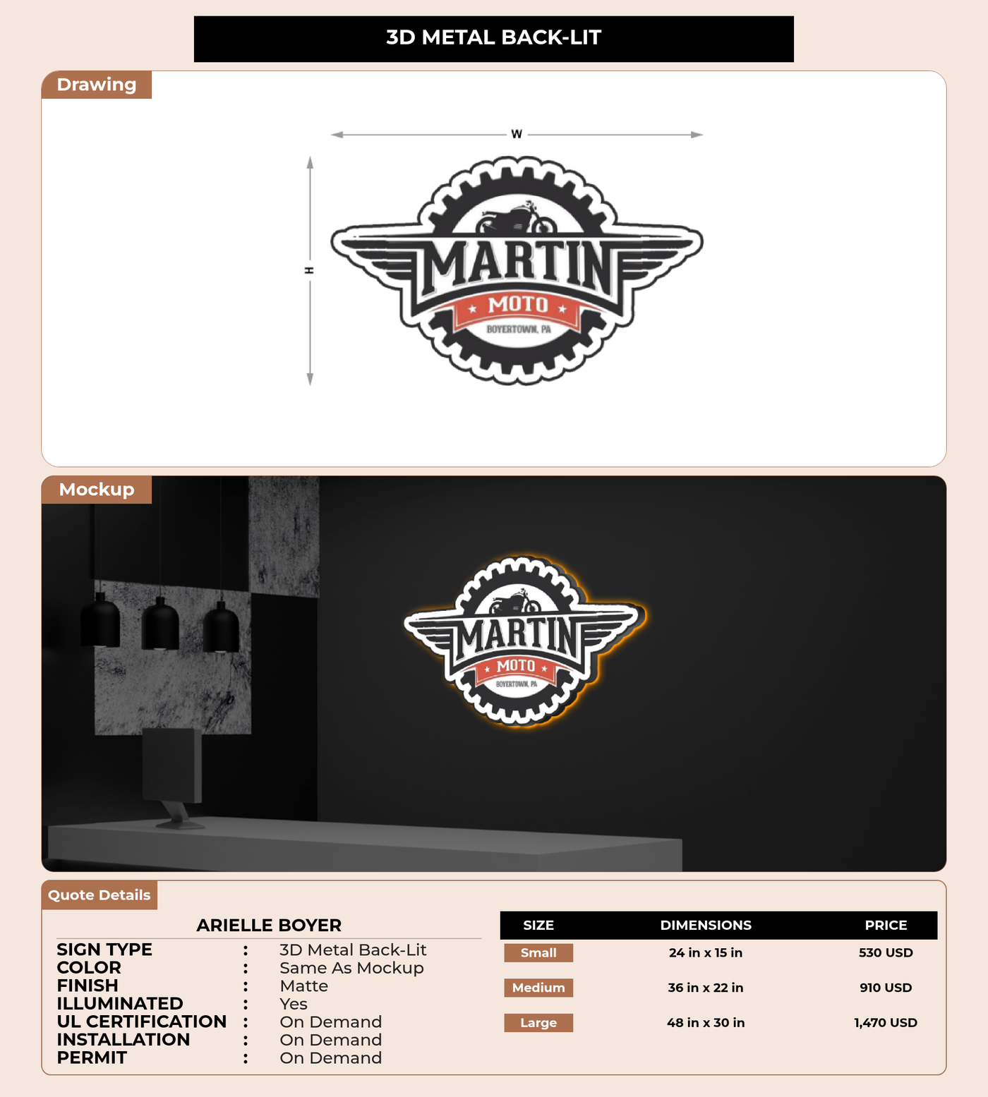 CUSTOM MOCKUP SIGN FOR Arielle Boyer