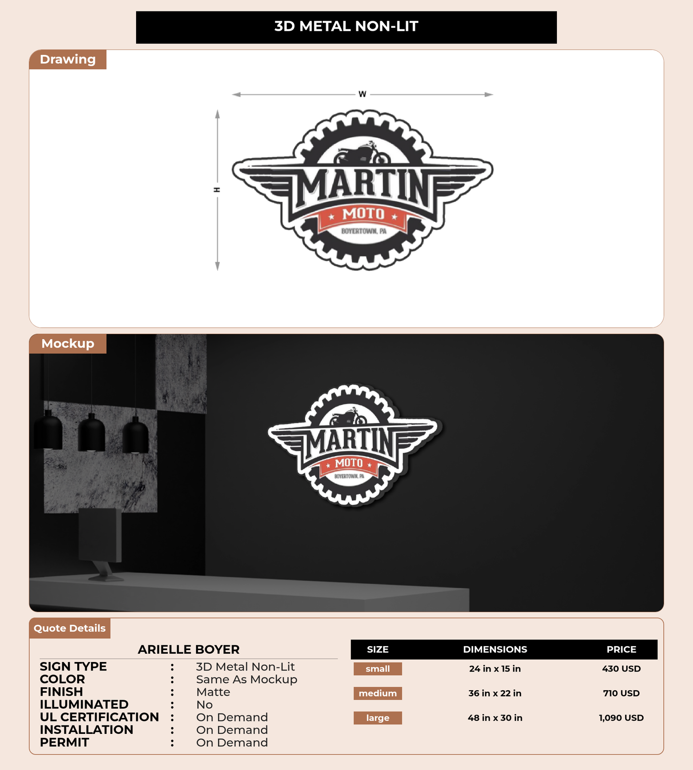 CUSTOM MOCKUP SIGN FOR Arielle Boyer