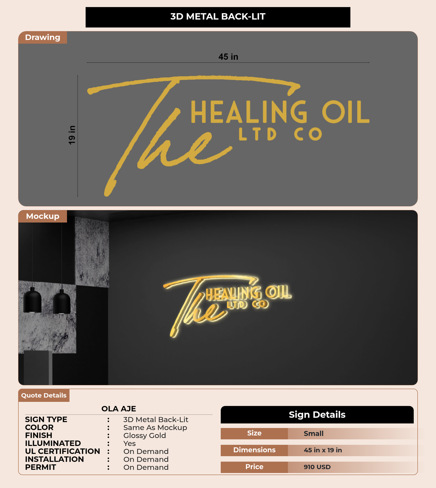 CUSTOM MOCKUP SIGN FOR Ola Aje