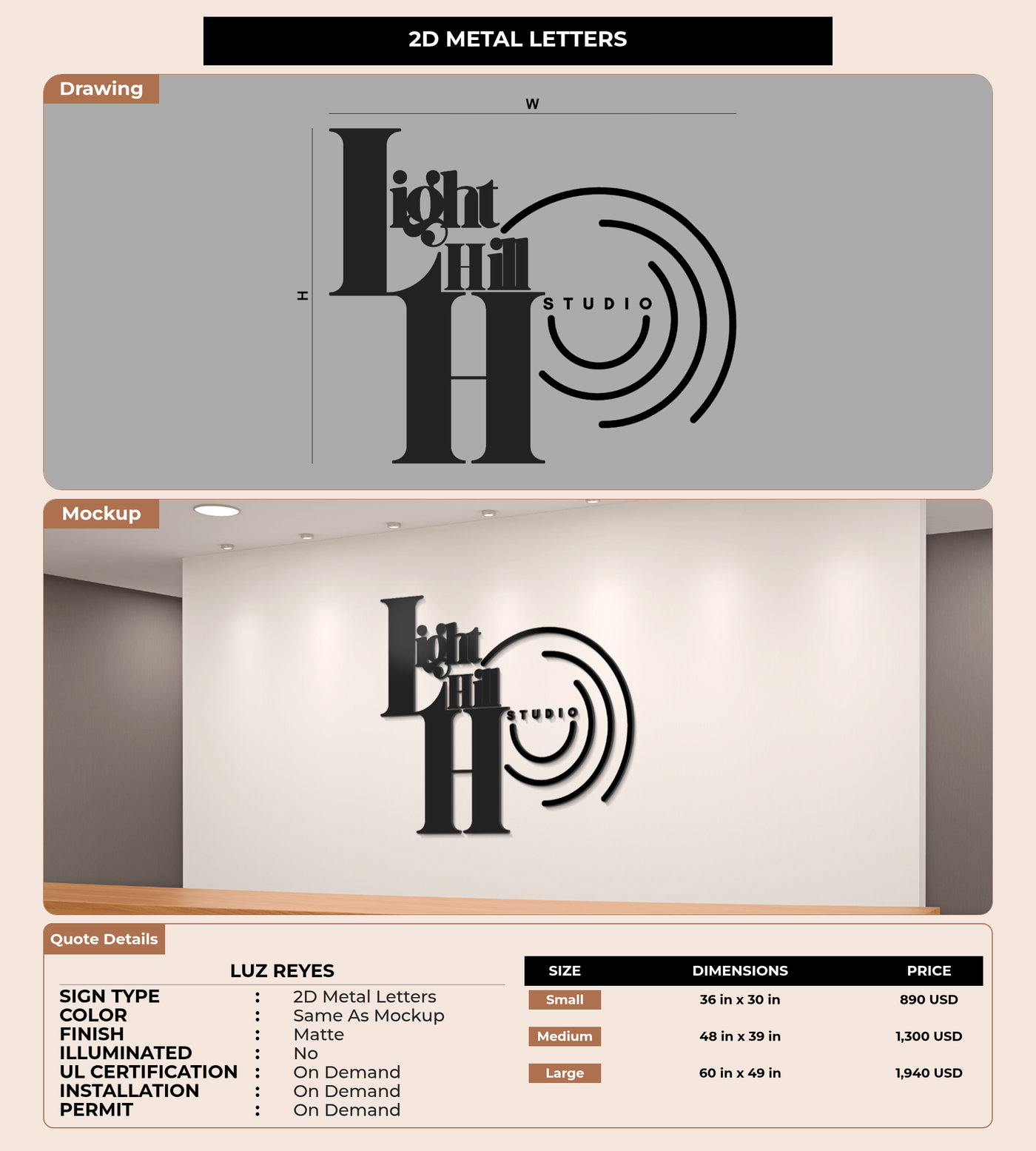 CUSTOM MOCKUP SIGN FOR Luz Reyes
