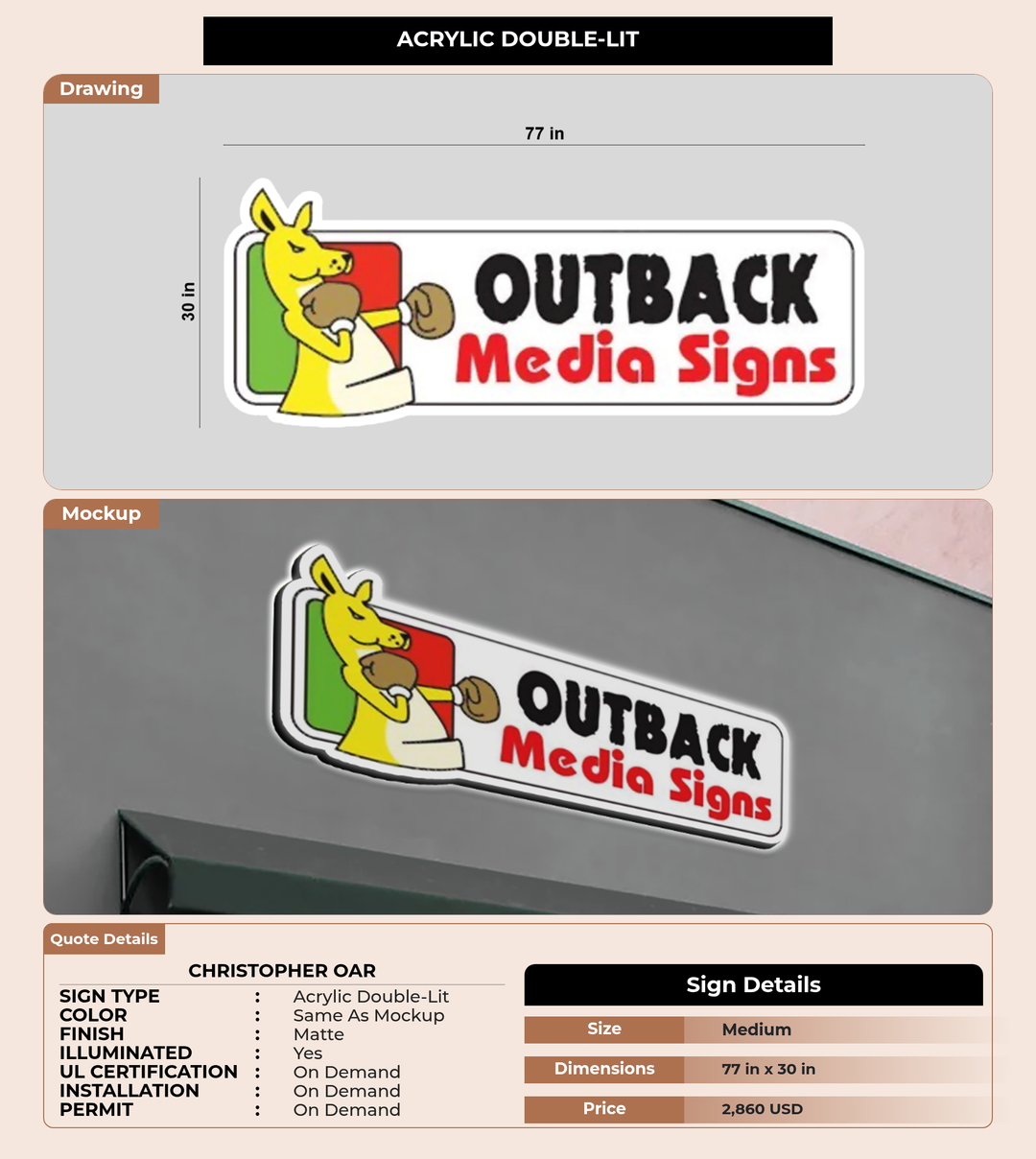CUSTOM MOCKUP SIGN FOR Christopher Oar