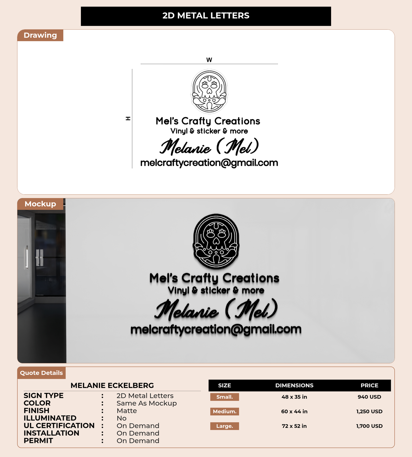 CUSTOM MOCKUP SIGN FOR Melanie Eckelberg