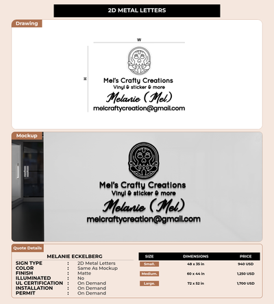 CUSTOM MOCKUP SIGN FOR Melanie Eckelberg