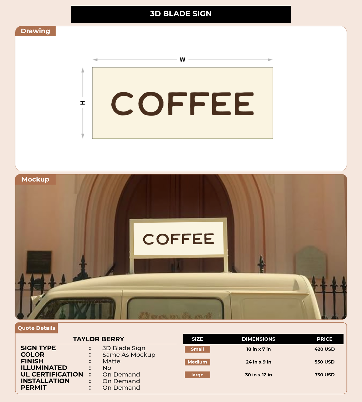 CUSTOM MOCKUP SIGN FOR Taylor Berry