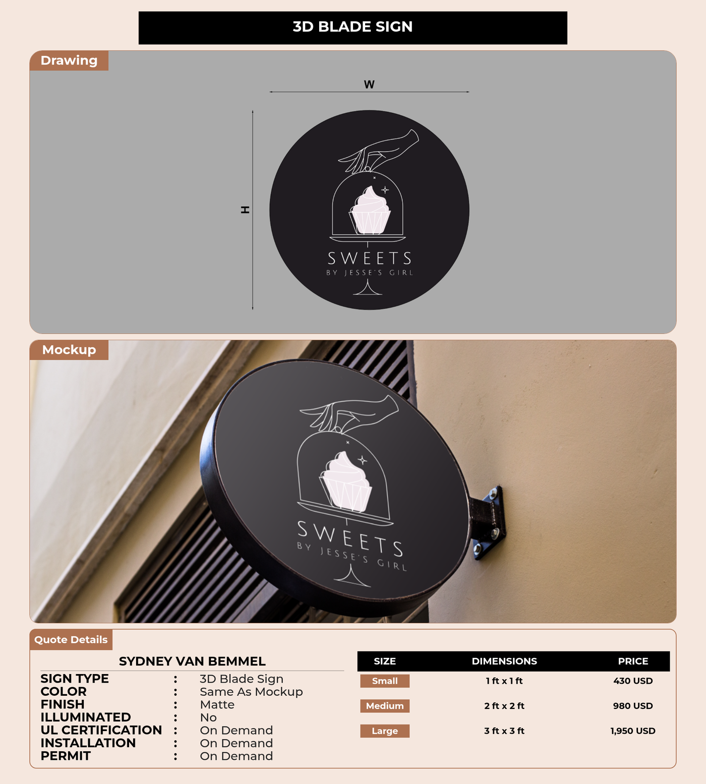 CUSTOM MOCKUP SIGN FOR Sydney van bemmel