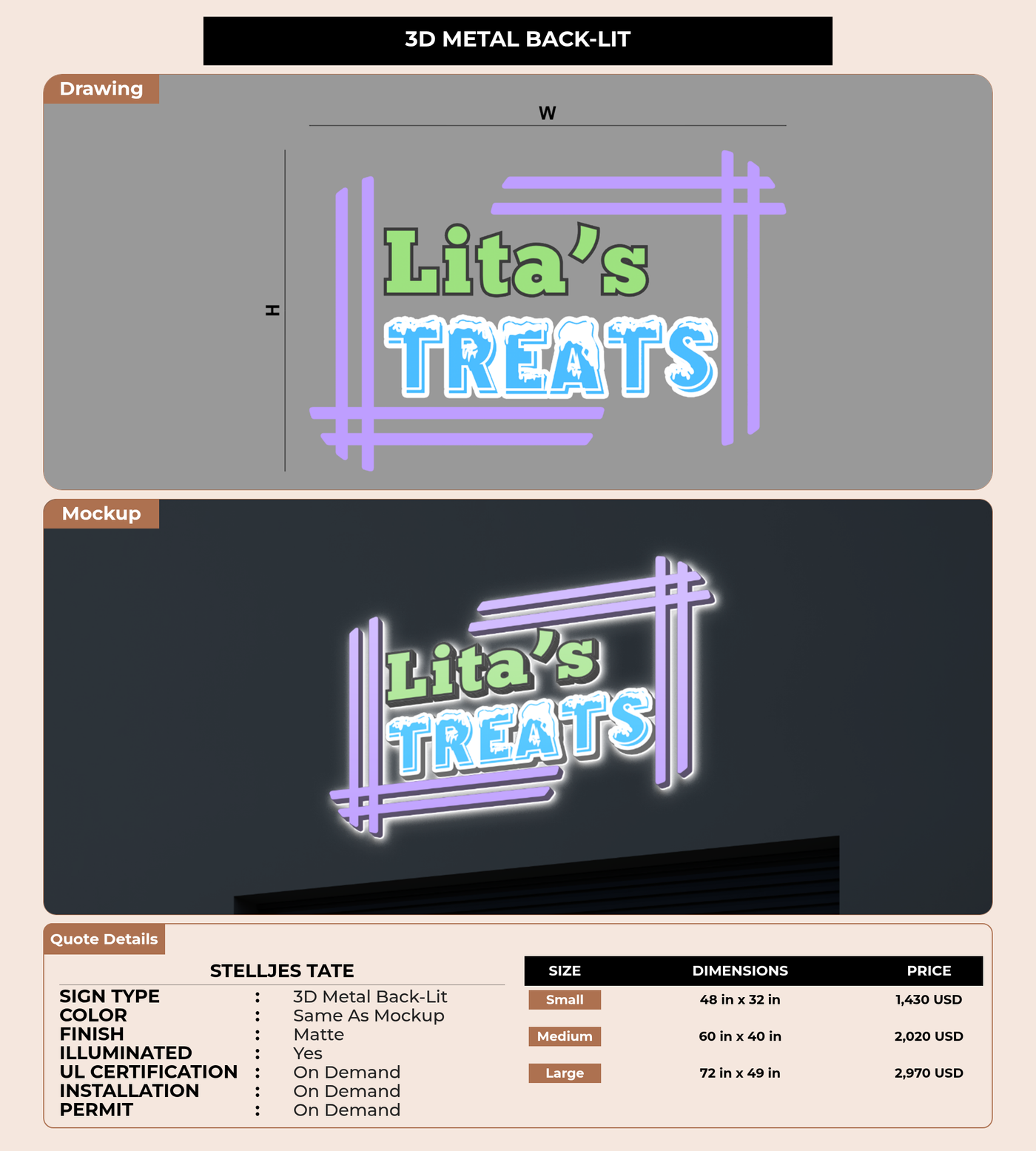 CUSTOM MOCKUP SIGN FOR Stelljes Tate