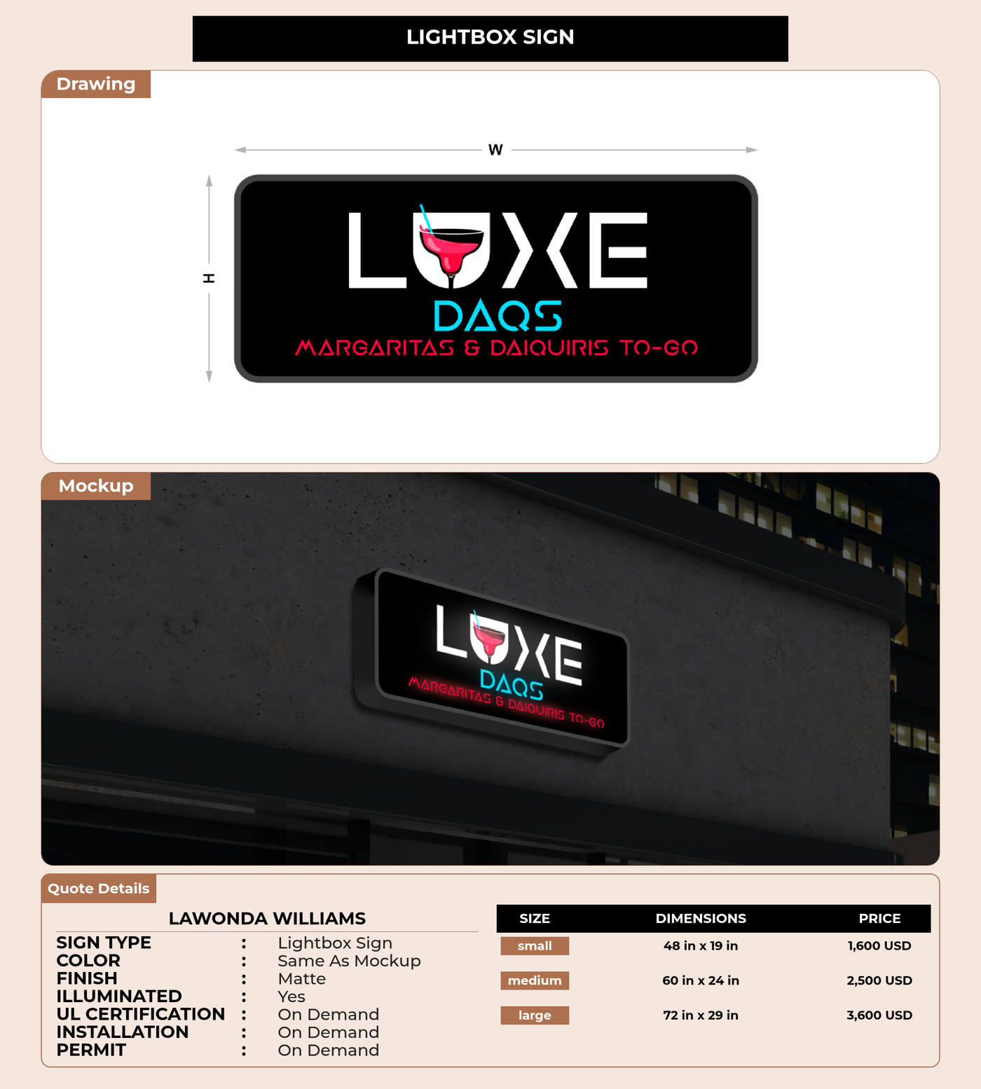 CUSTOM MOCKUP SIGN FOR Lawonda Williams