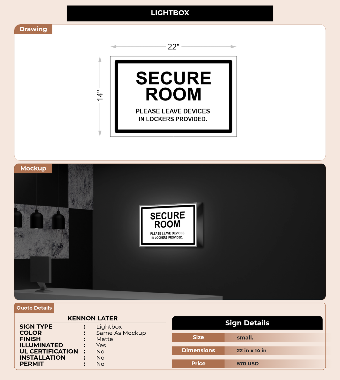 CUSTOM MOCKUP SIGN FOR Kennon Later