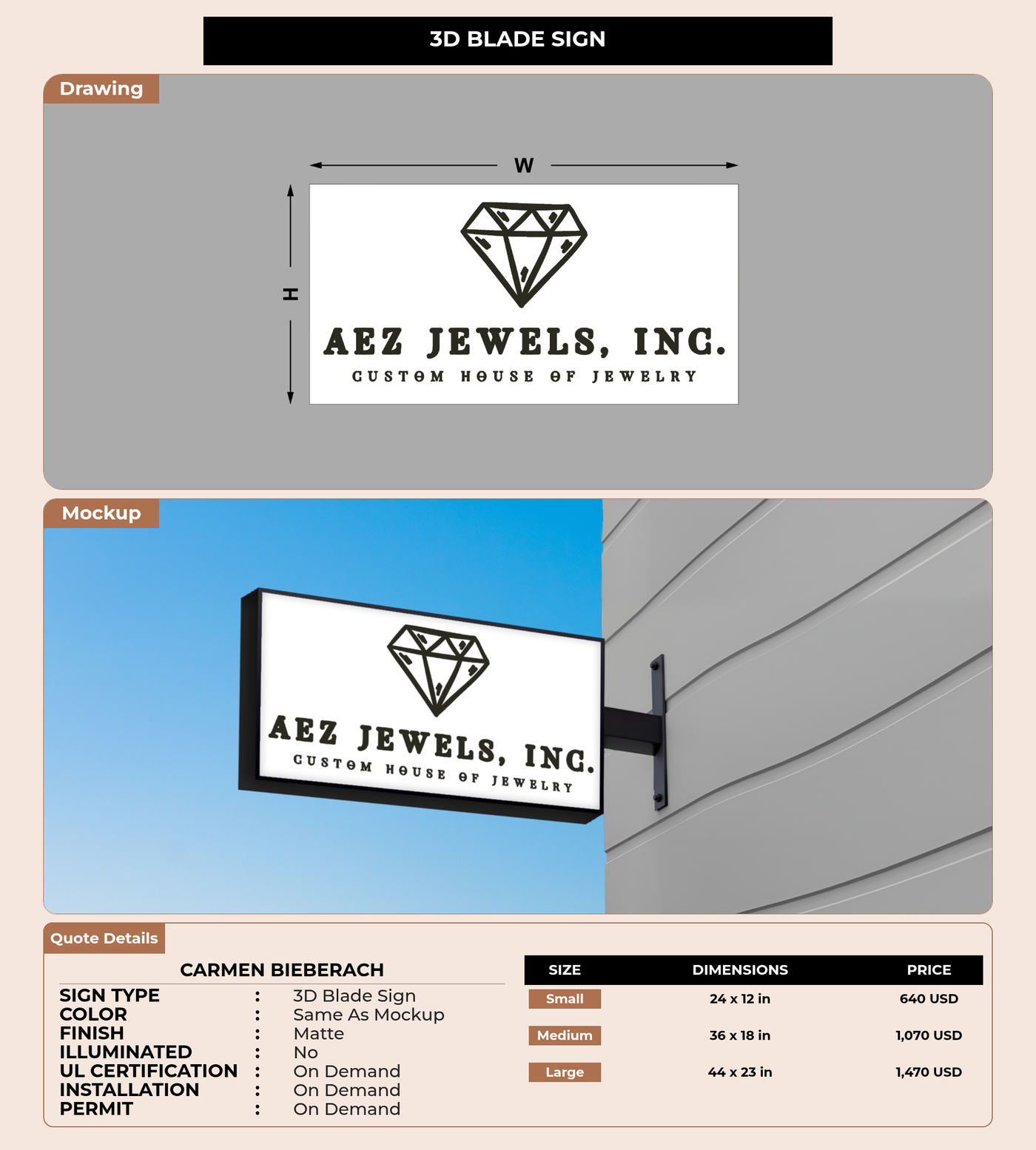 CUSTOM MOCKUP SIGN FOR Carmen Bieberach