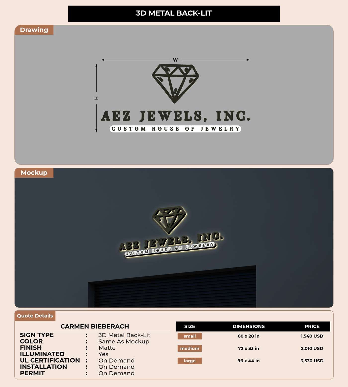 CUSTOM MOCKUP SIGN FOR Carmen Bieberach