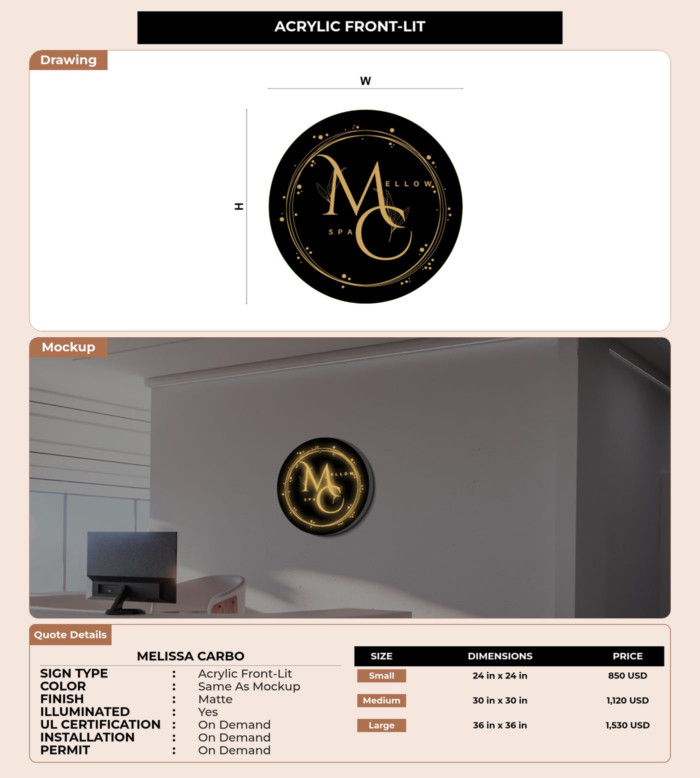 CUSTOM MOCKUP SIGN FOR Melissa Carbo