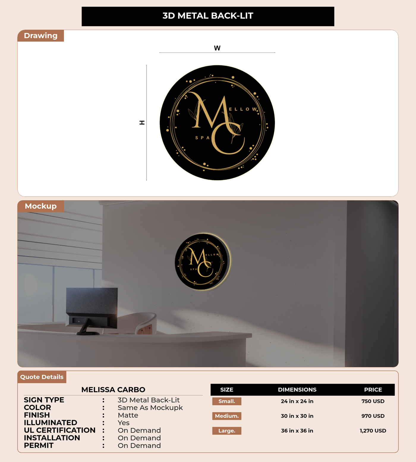 CUSTOM MOCKUP SIGN FOR Melissa Carbo