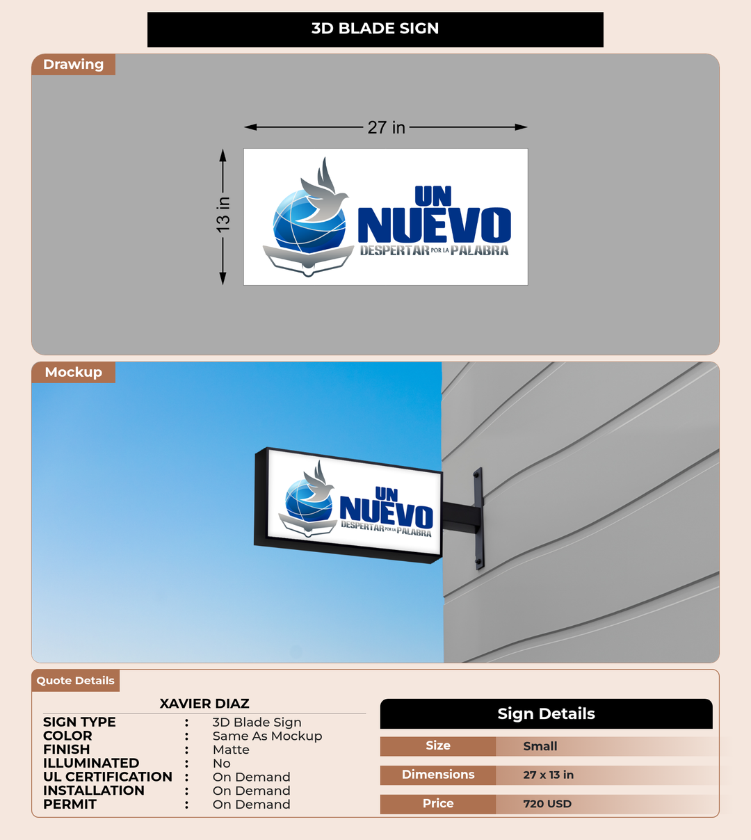 CUSTOM MOCKUP SIGN FOR Xavier Diaz