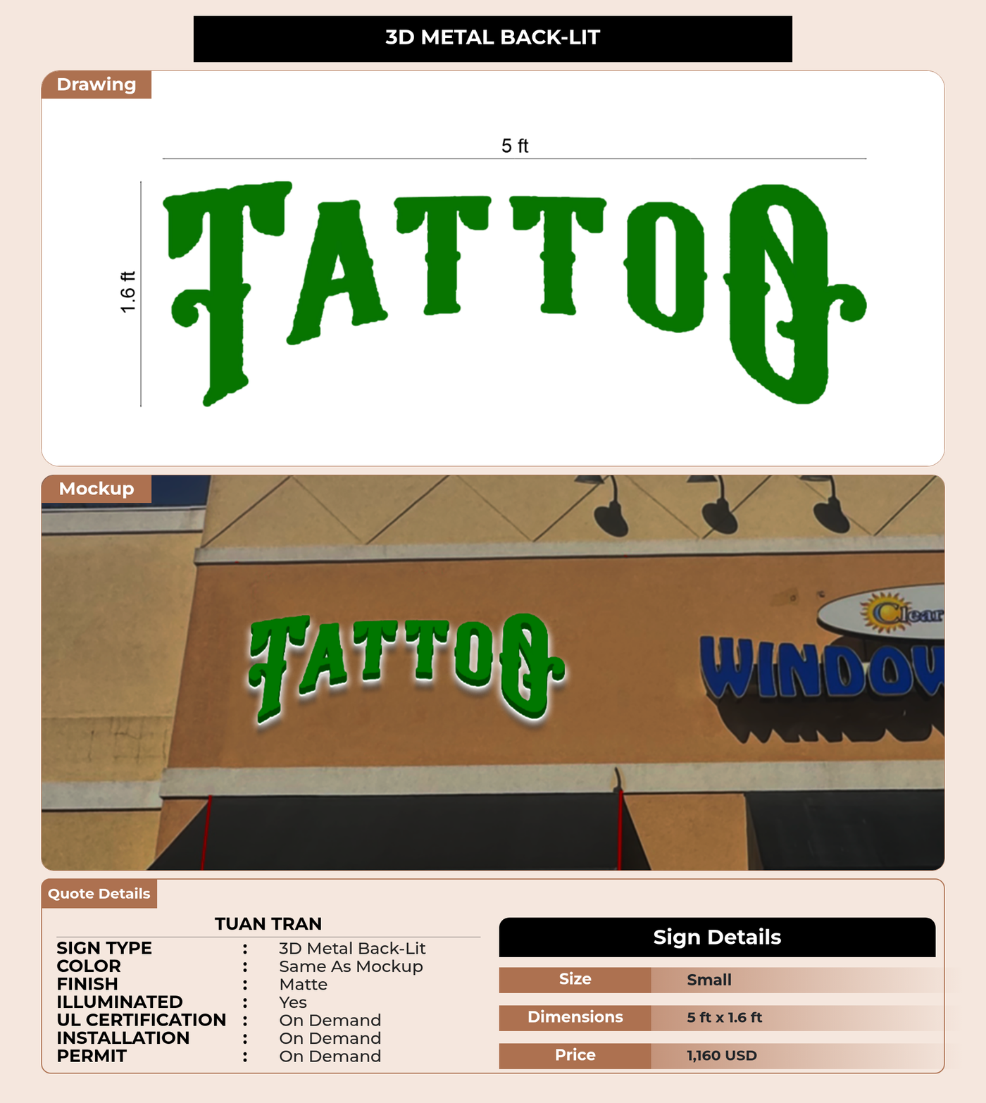 CUSTOM MOCKUP SIGN FOR Tuan tran