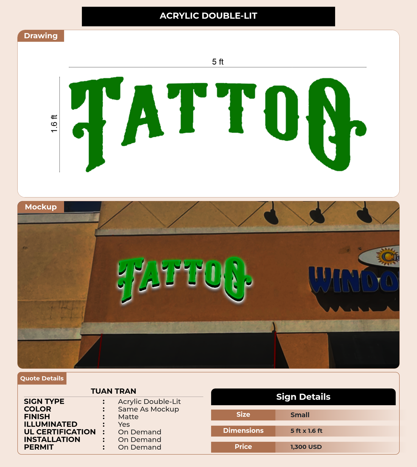 CUSTOM MOCKUP SIGN FOR Tuan tran