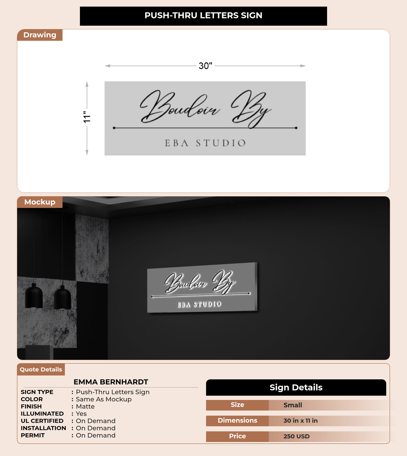 CUSTOM MOCKUP SIGN FOR EMMA BERNHARDT