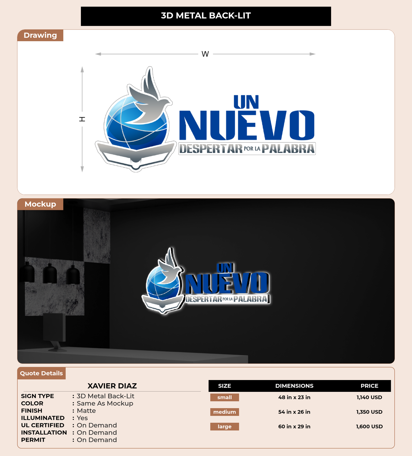 CUSTOM MOCKUP SIGN FOR Xavier Diaz