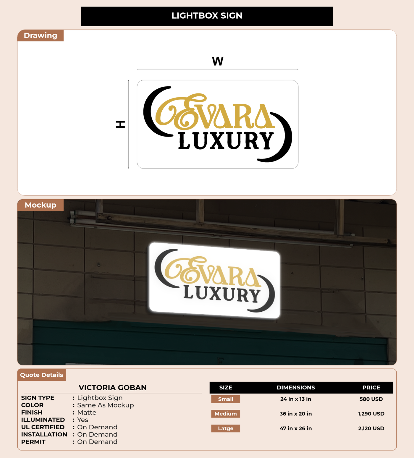 CUSTOM MOCKUP SIGN FOR Victoria Goban