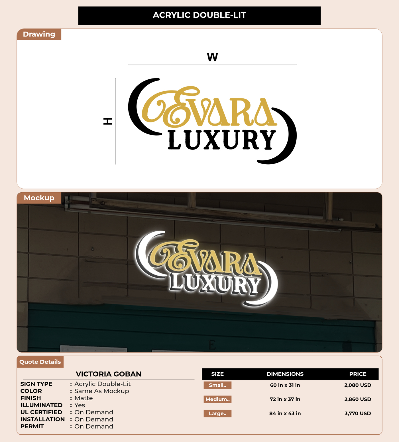 CUSTOM MOCKUP SIGN FOR Victoria Goban