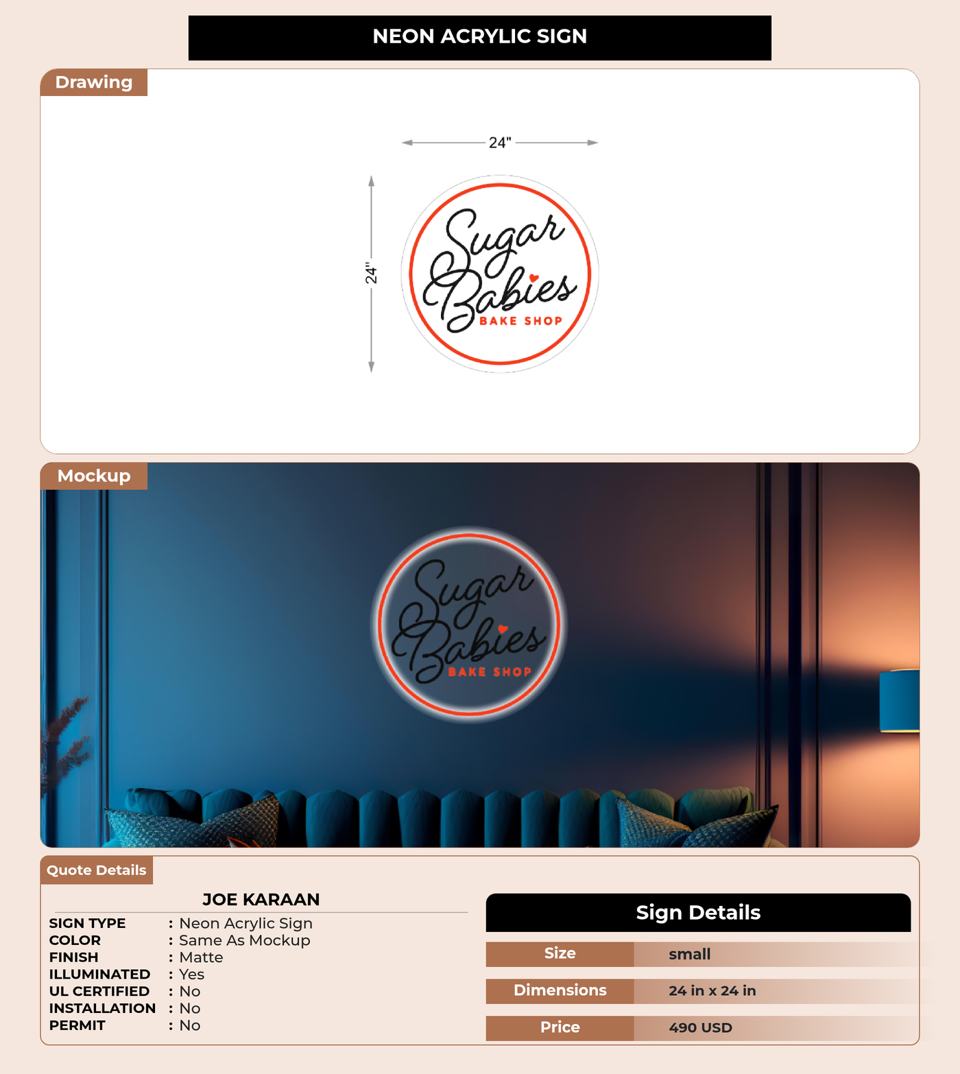 CUSTOM MOCKUP SIGN FOR Joe Karaan