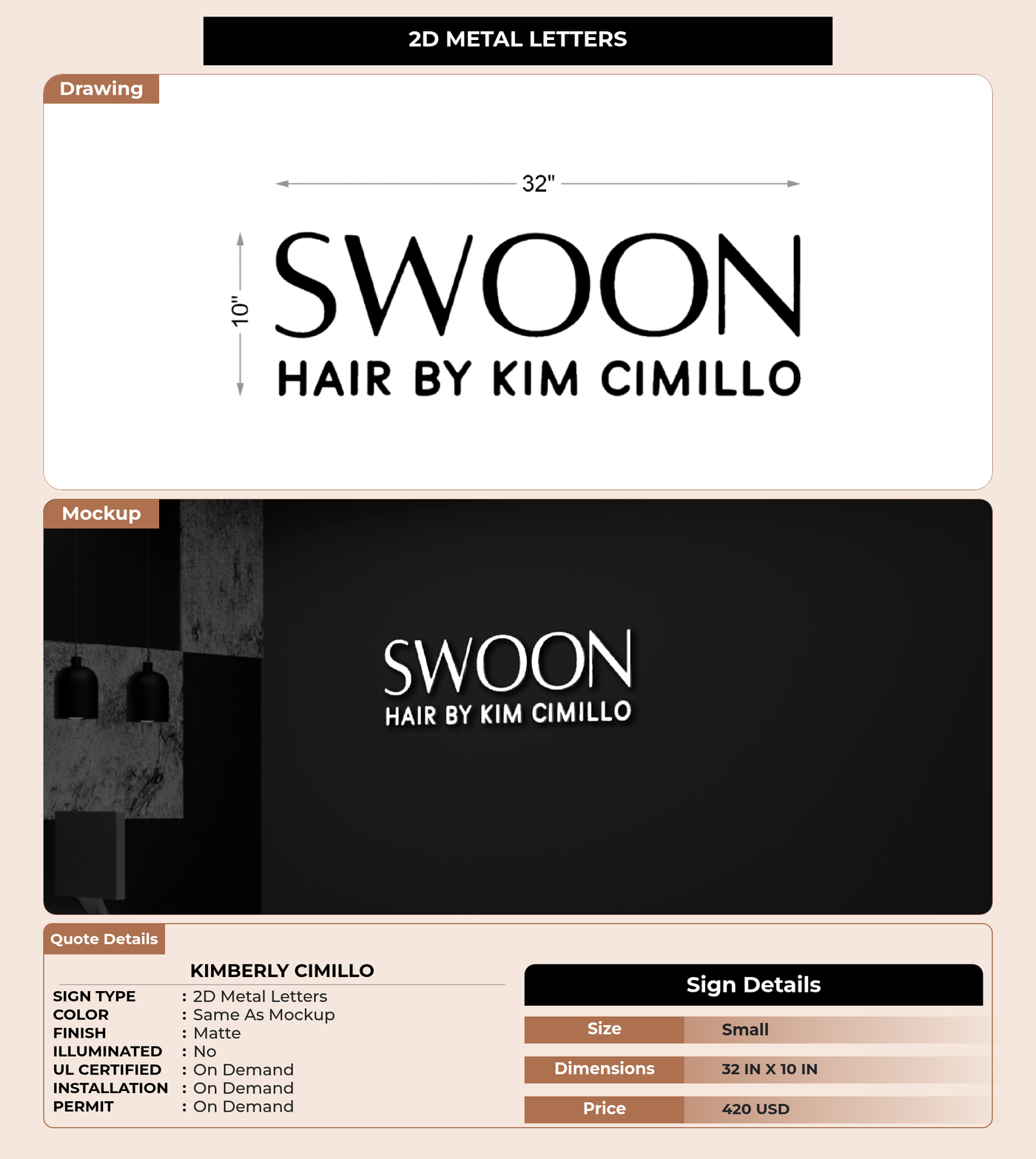 CUSTOM MOCKUP SIGN FOR Kimberly Cimillo