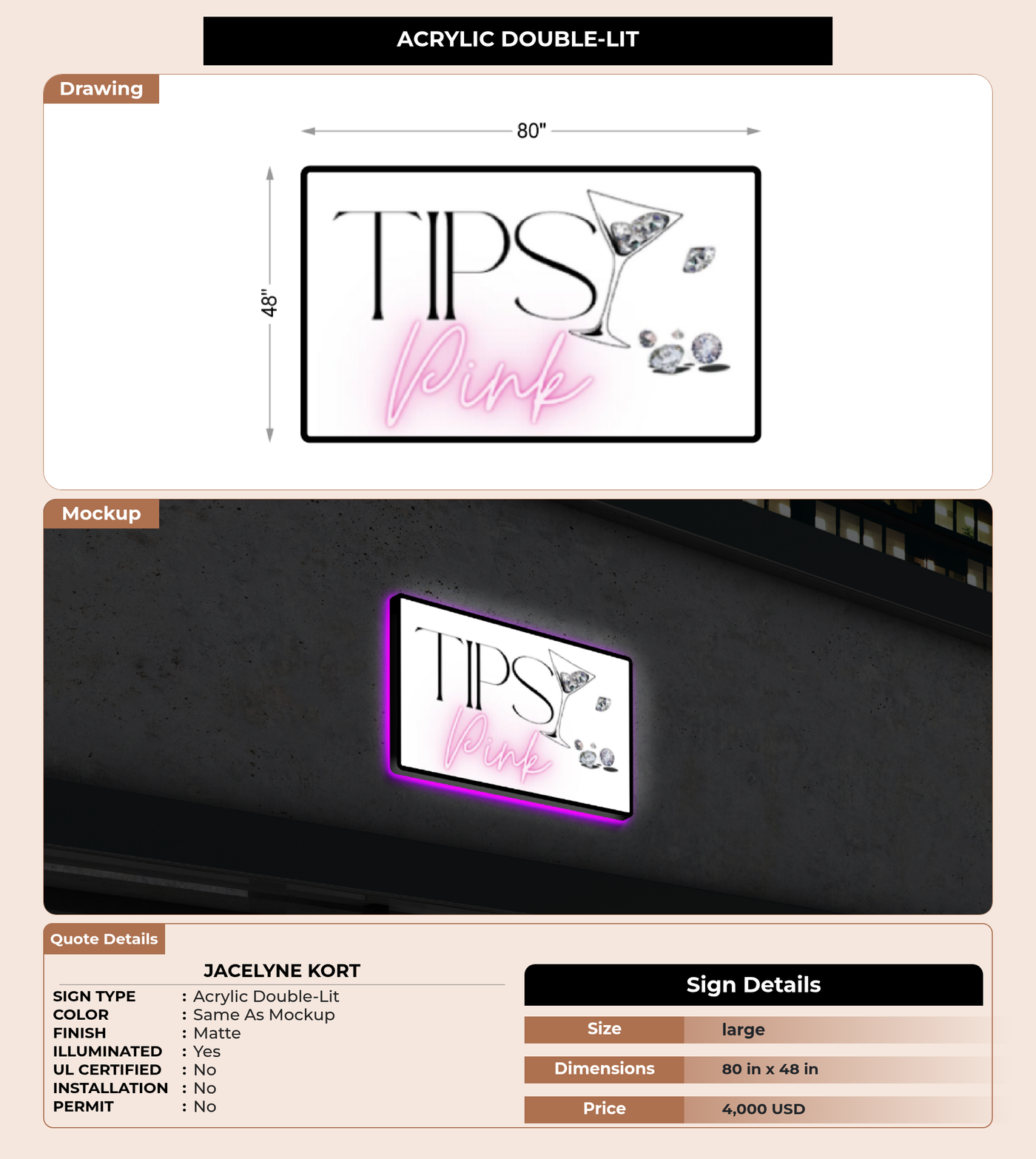 CUSTOM MOCKUP SIGN FOR jacelyne kort