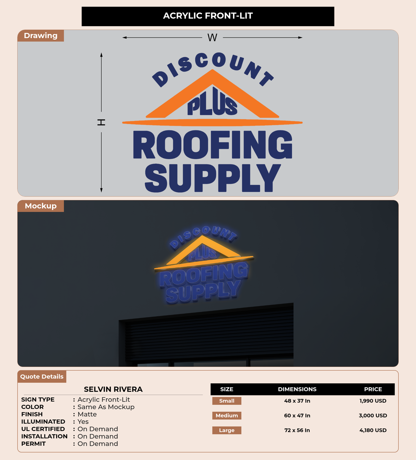 CUSTOM MOCKUP SIGN FOR Selvin Rivera