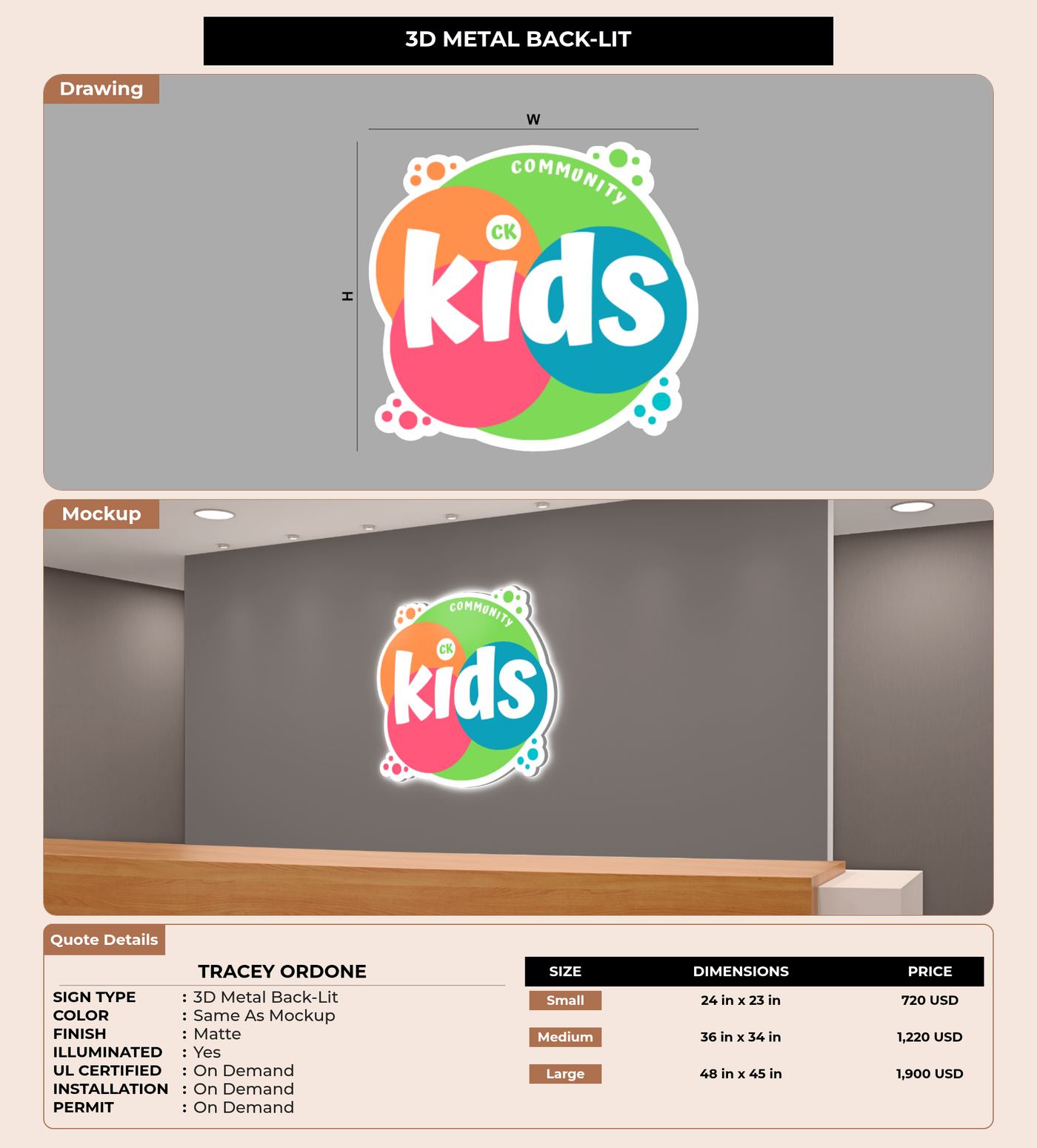 CUSTOM MOCKUP SIGN FOR Tracey Ordone