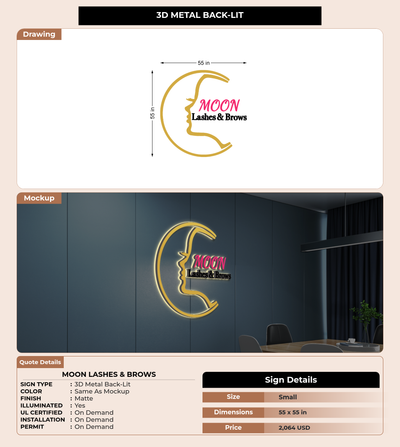 CUSTOM MOCKUP SIGN FOR Moon Lashes & Brows