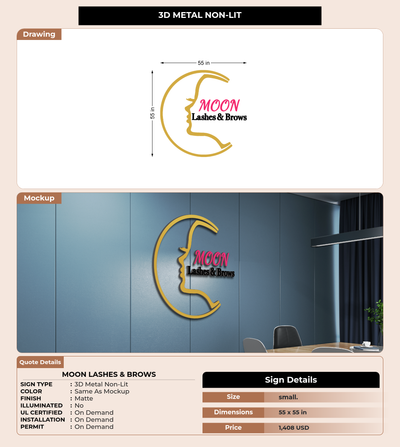 CUSTOM MOCKUP SIGN FOR Moon Lashes & Brows