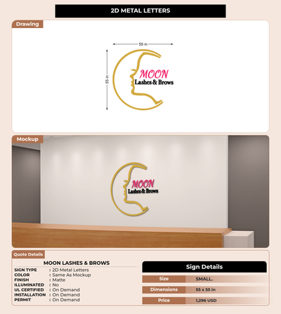 CUSTOM MOCKUP SIGN FOR Moon Lashes & Brows