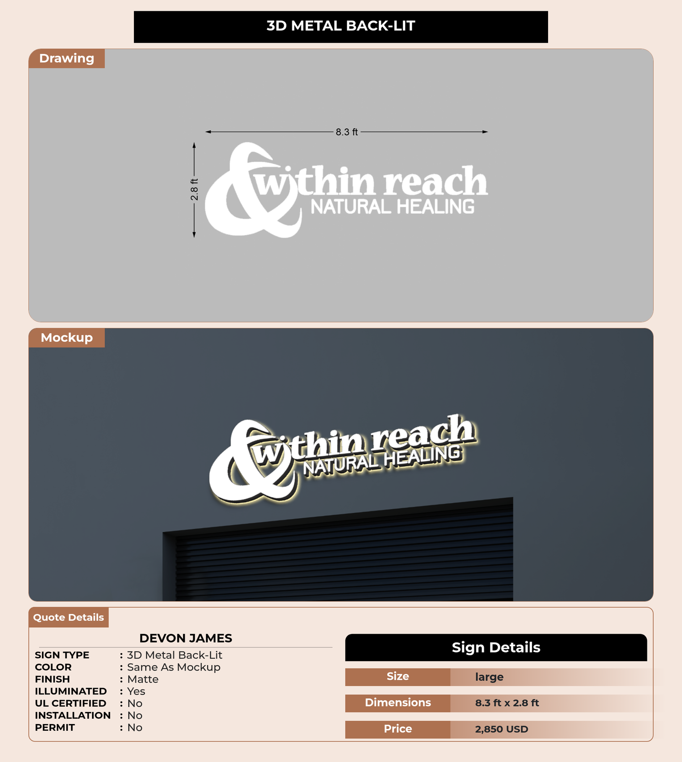 CUSTOM MOCKUP SIGN FOR Devon James