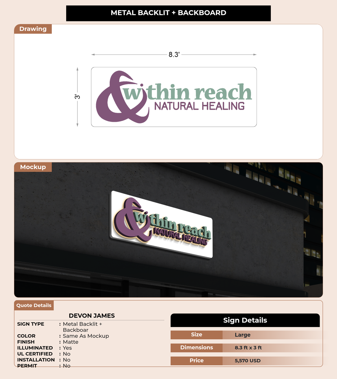 CUSTOM MOCKUP SIGN FOR Devon James