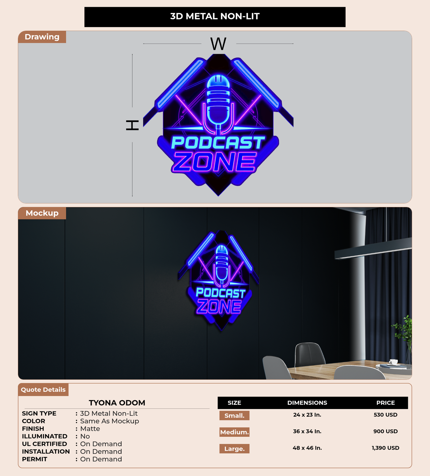 CUSTOM MOCKUP SIGN FOR Tyona Odom