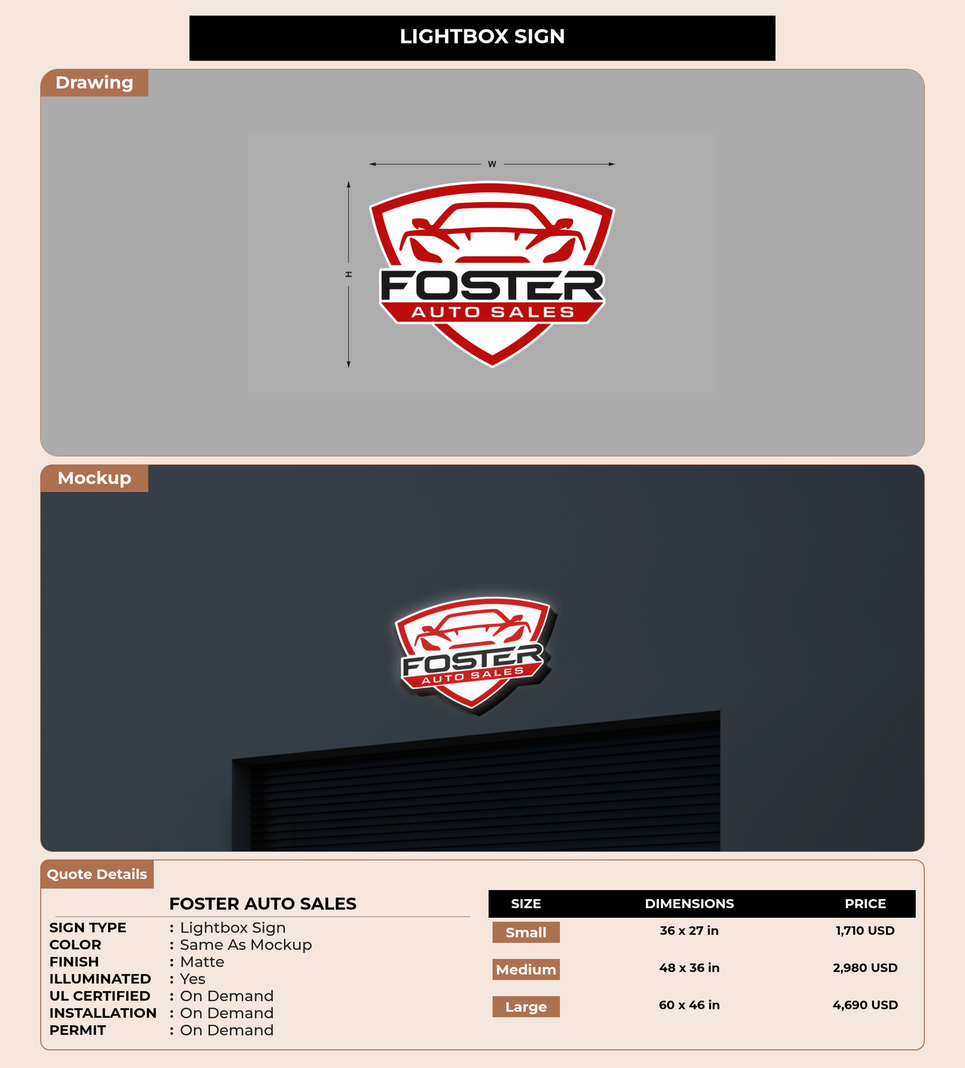 CUSTOM MOCKUP SIGN FOR Foster Auto Sales