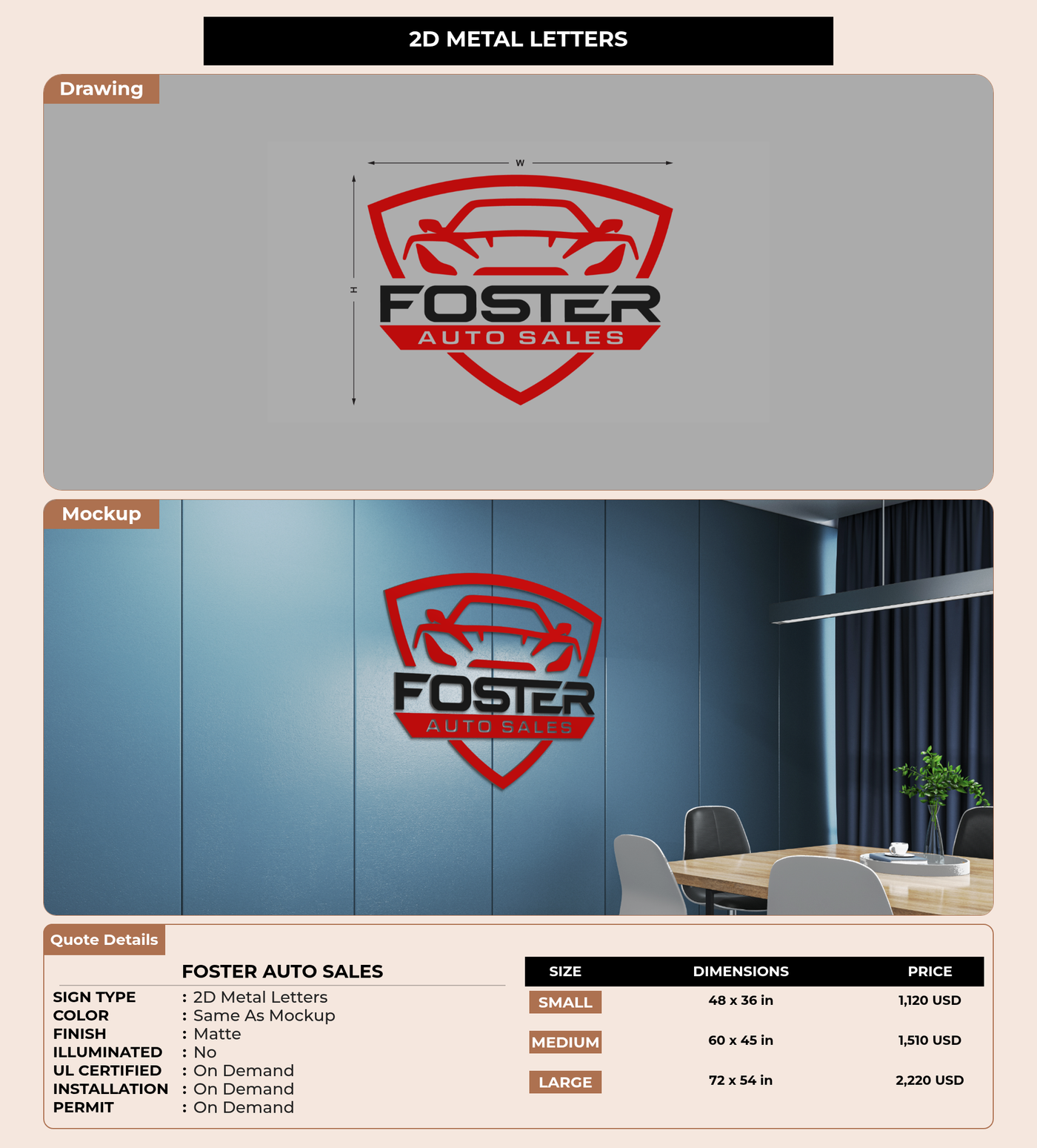 CUSTOM MOCKUP SIGN FOR Foster Auto Sales