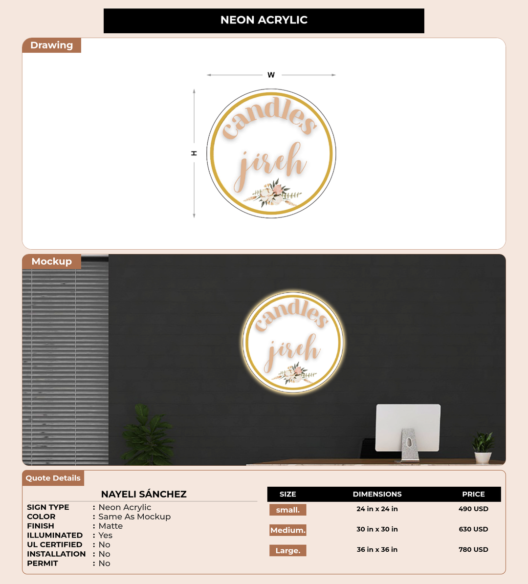CUSTOM MOCKUP SIGN FOR Nayeli Sánchez