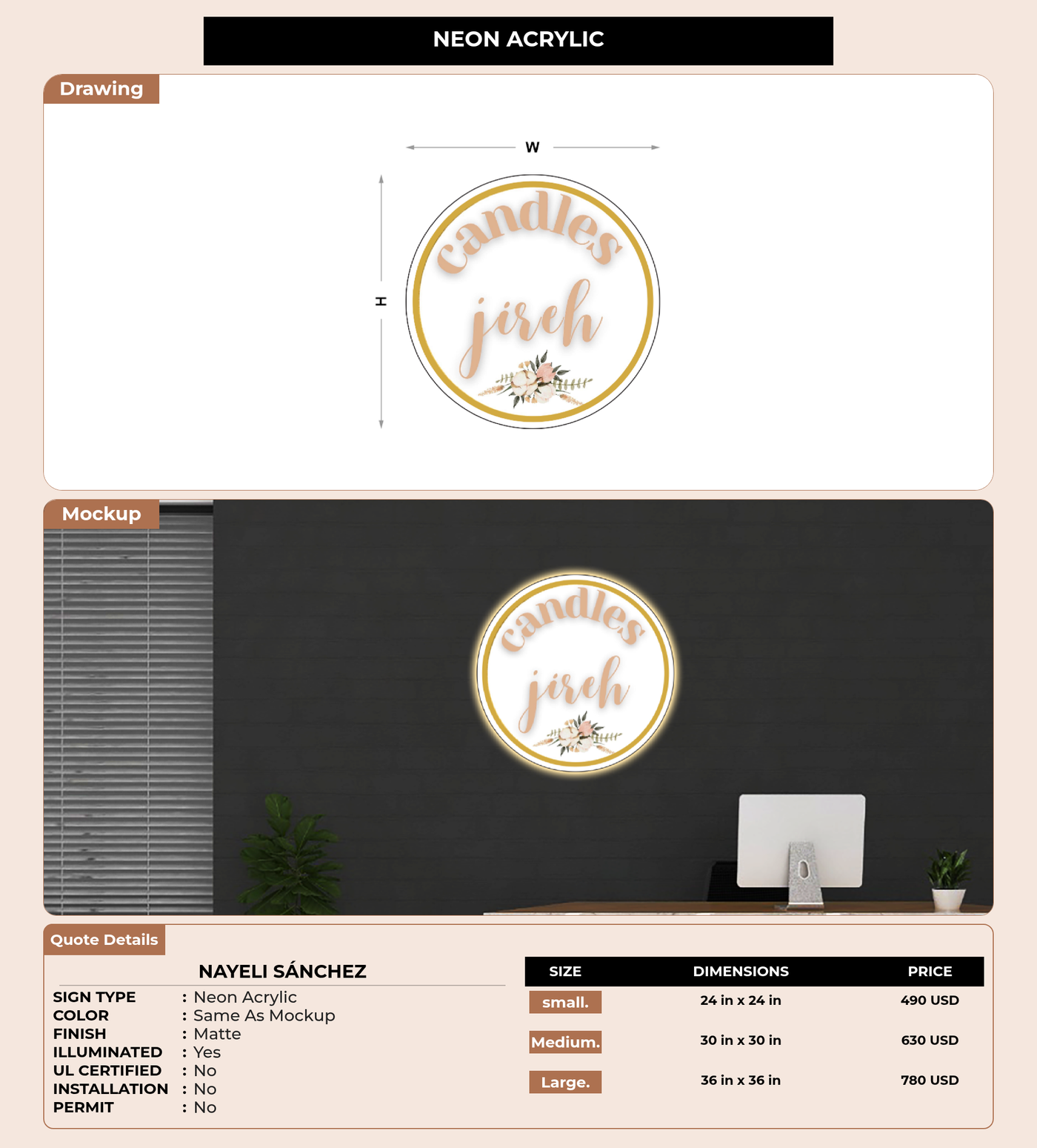 CUSTOM MOCKUP SIGN FOR Nayeli Sánchez
